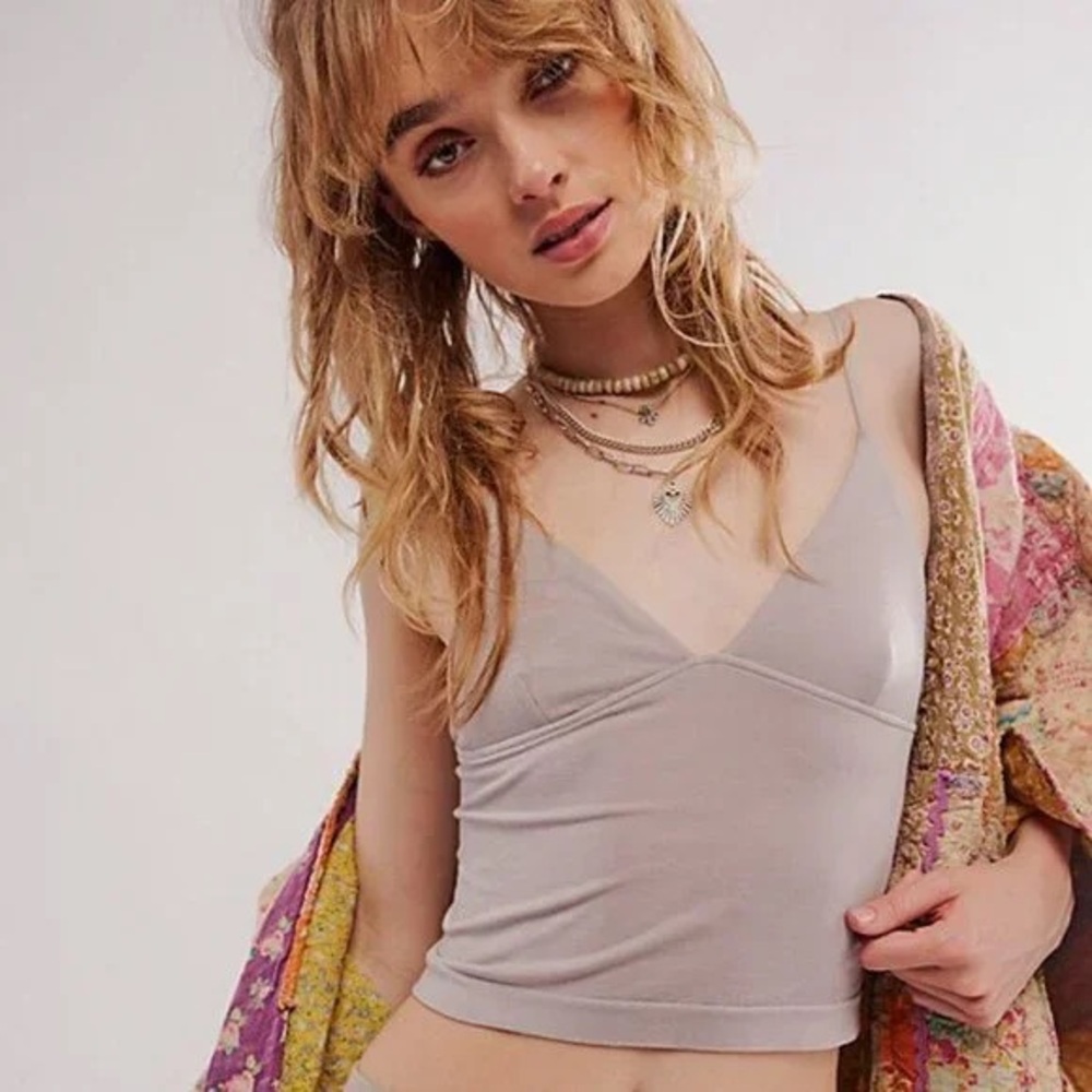 NWOT Free People Intimately Luna Tencel Triangle Cami in Gray Tan (XS/S)